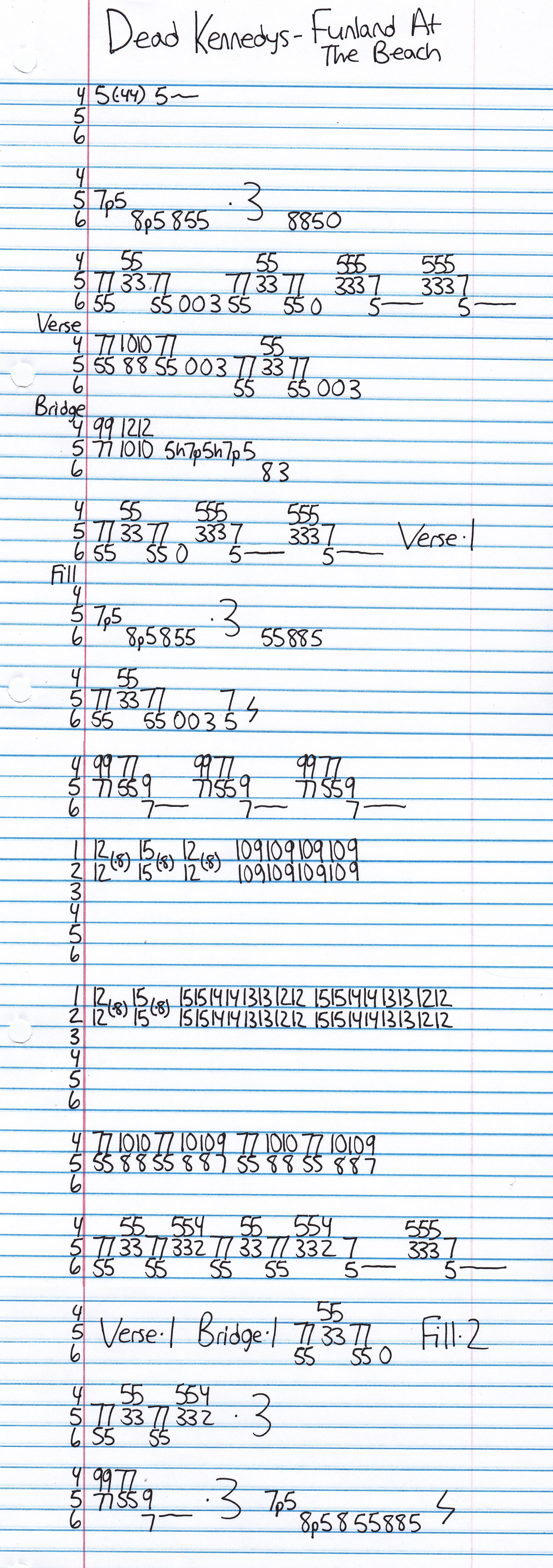 High quality guitar tab for Funland At The Beach by Dead Kennedys off of the album Fresh Fruit For Rotting Vegetables. ***Complete and accurate guitar tab!***